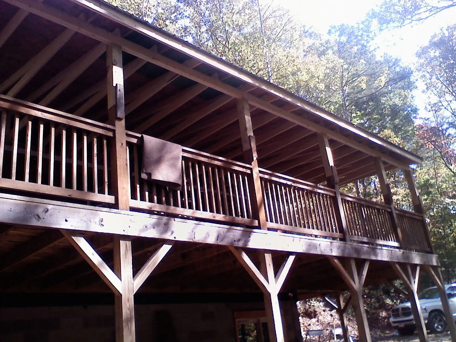 Timber framing under a new elevated porch and deck — Roof Leak Repair in Racine by Roofing Brothers